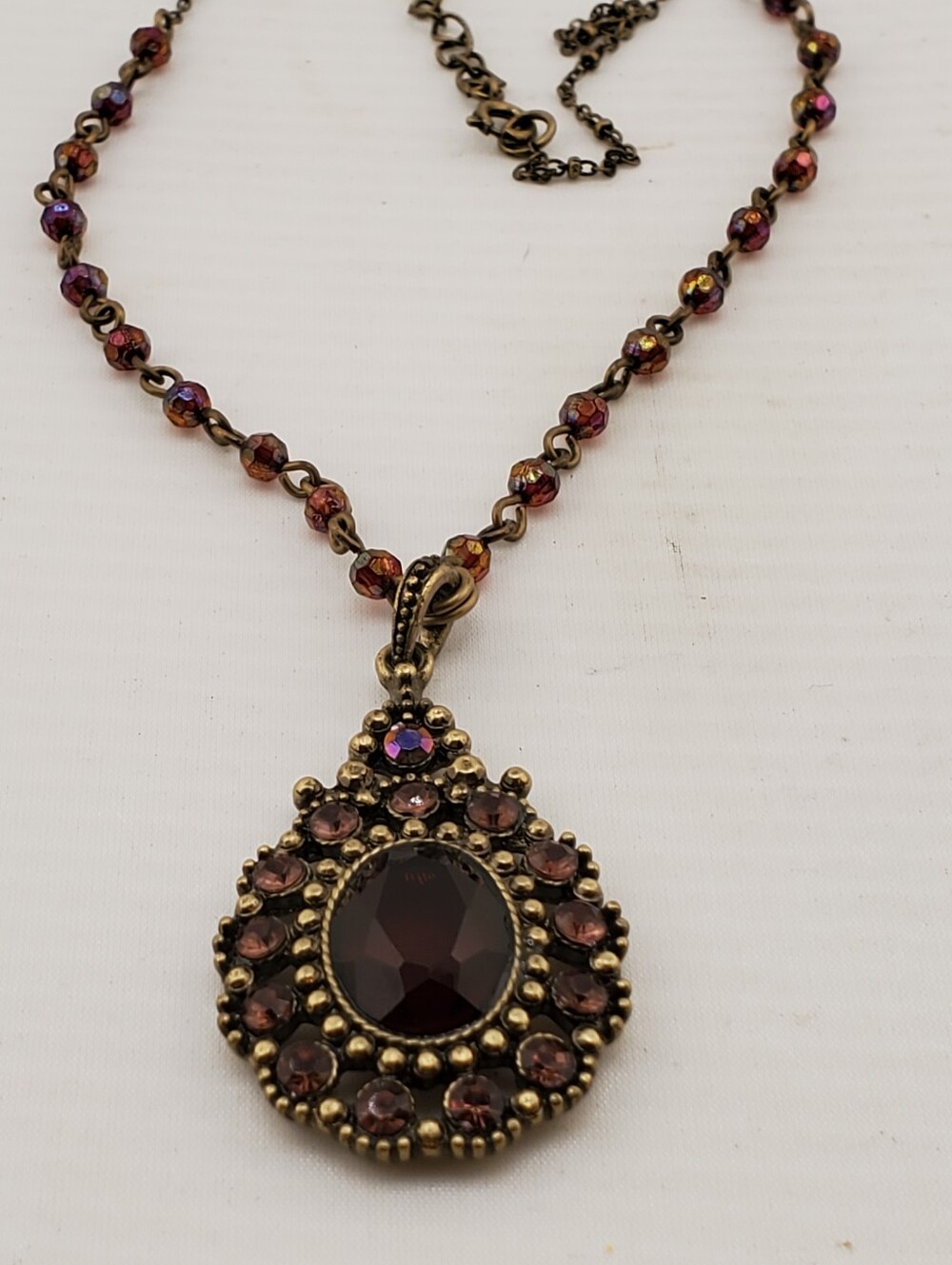 SAO Brass Amber Purple Necklace